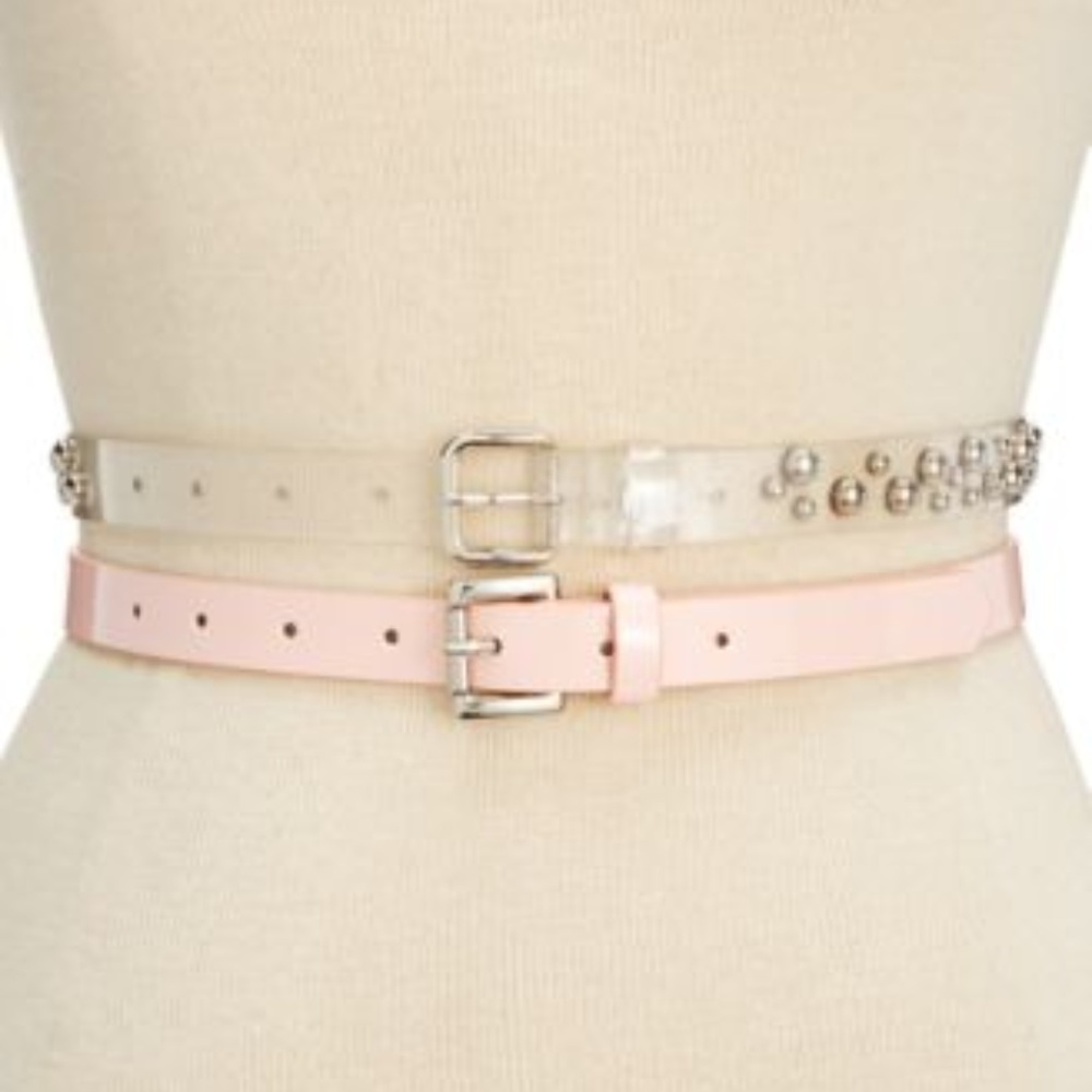Steve Madden 2-for-1 Clear Studded & Blush belts